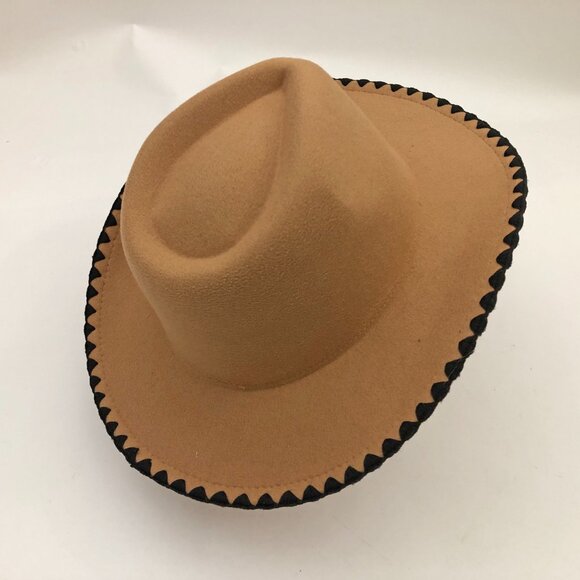 Jen & Co. Oakley Contrast Cowgirl Hat Tan with Black Trim Size Med-Large main image 6